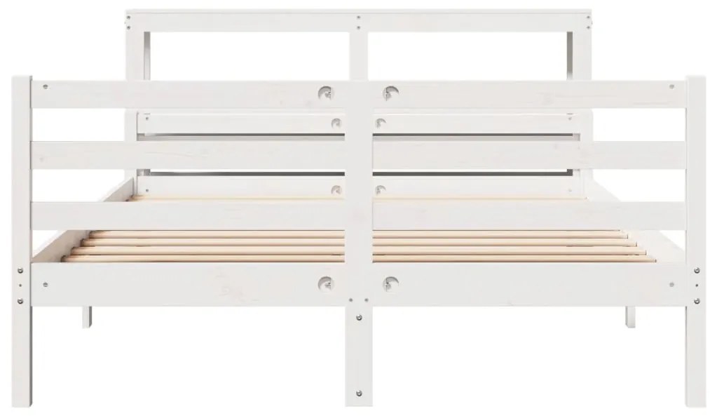 Estrutura de cama c/ cabeceira 150x200 cm pinho maciço branco