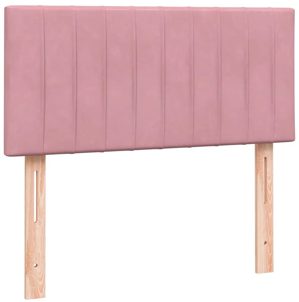 Cama com molas/colchão 100x210 cm veludo rosa