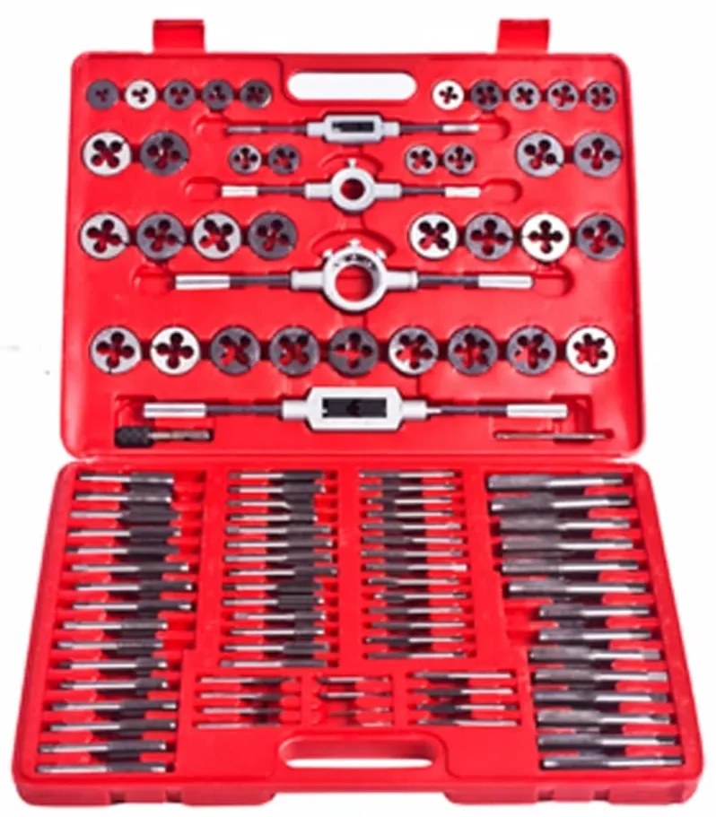 vidaXL Conjunto de machos e caçonetes para abrir roscas 111 pcs