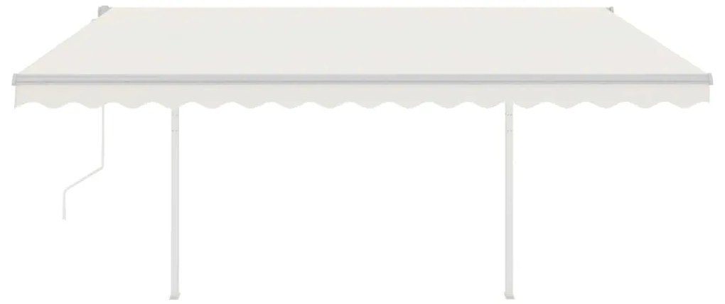 Toldo retrátil automático com postes 4,5x3,5 m cor creme