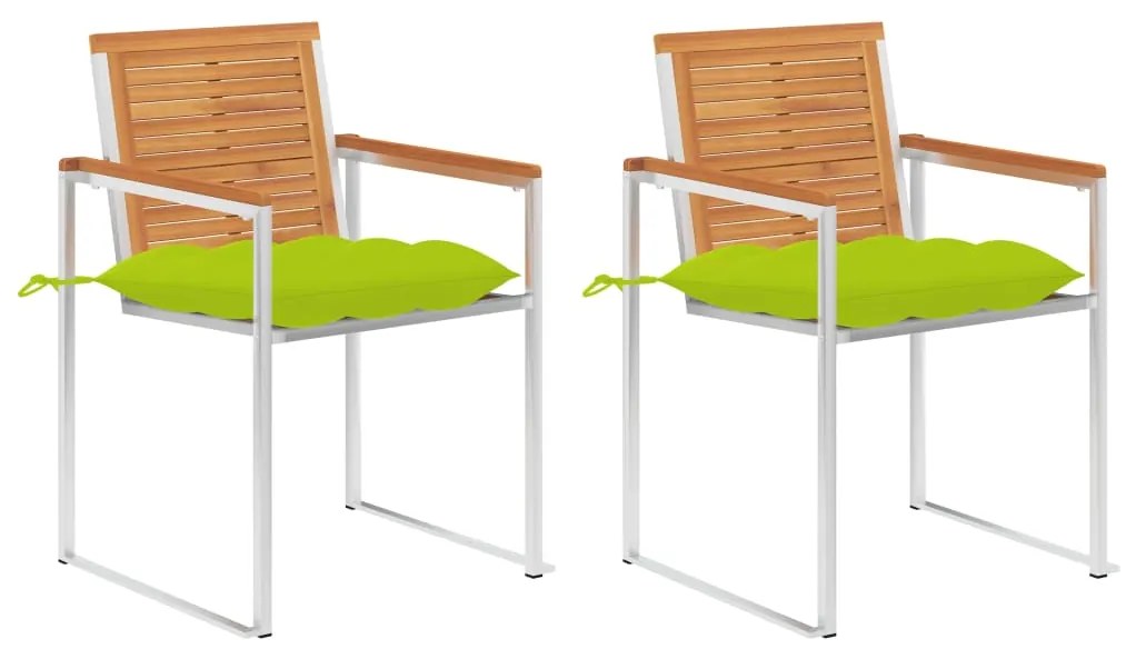 vidaXL Cadeiras de jardim com almofadões 2 pcs acácia maciça e aço