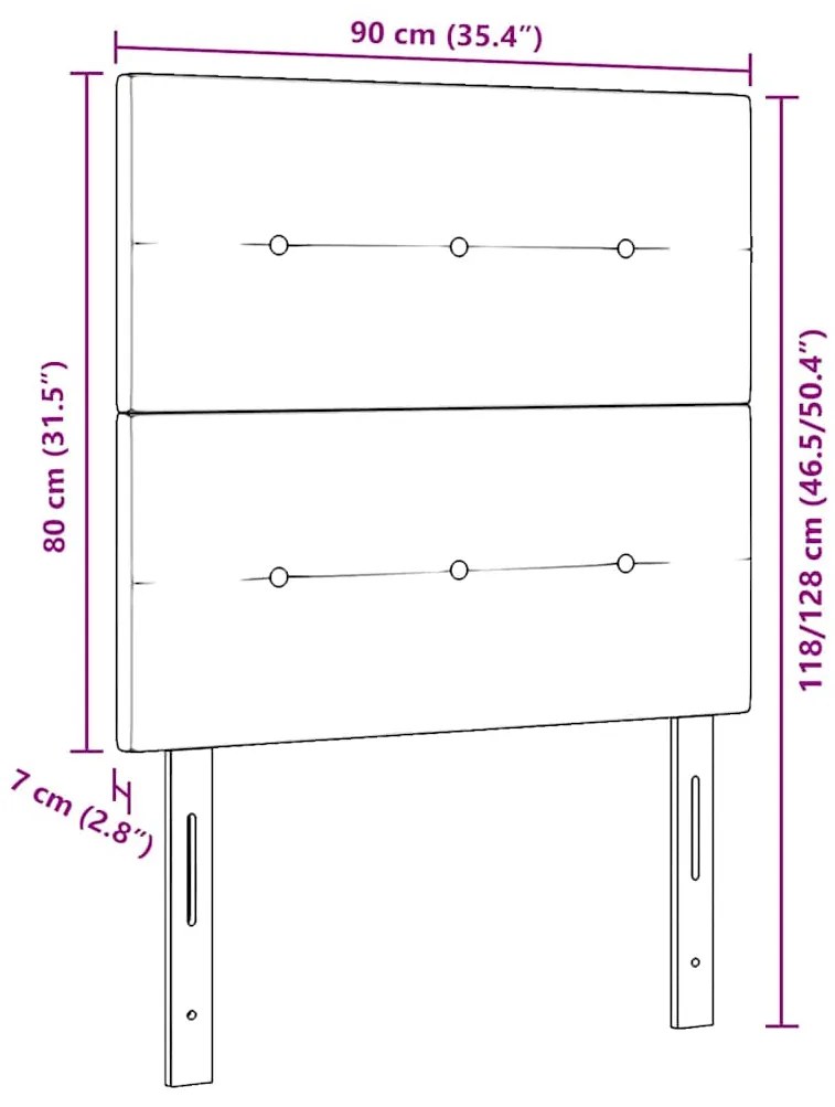 Cabeceira vidaXL Botões Almofadados Azul 90 cm Tecido