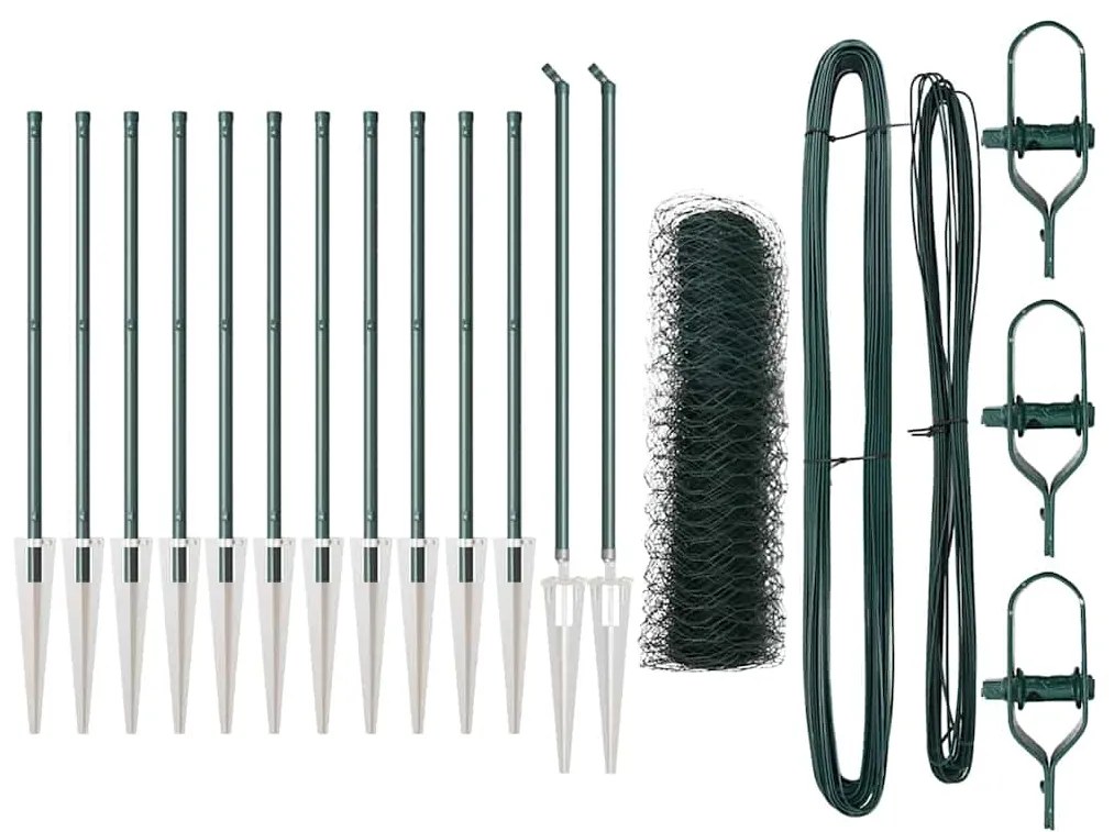Conjunto de Cerca Conjunto de 2 Verde Floresta Aço Galvanizado