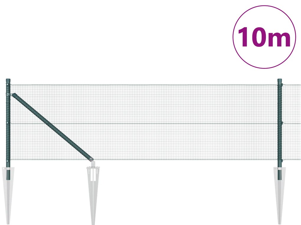 Cerca de Arame Soldado com 7 Estacas Verdes 0.6x10 m Aço