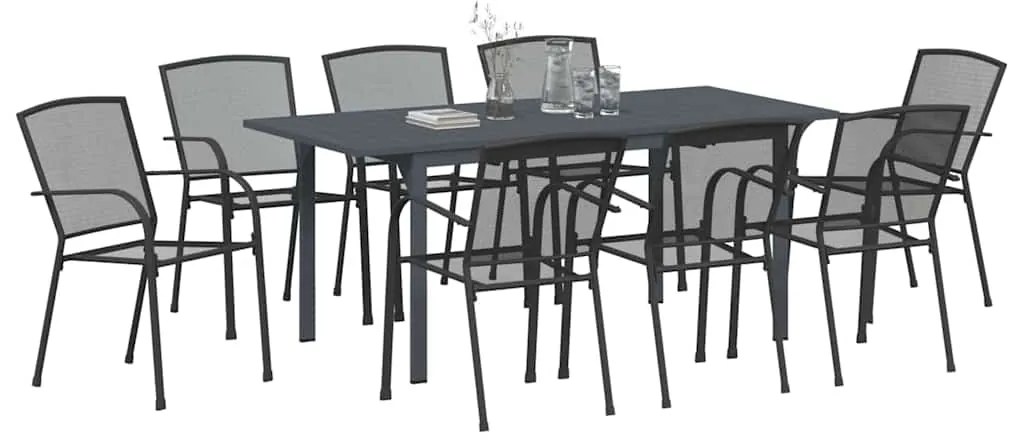 Conjunto de jantar para o jardim 9 pcs Preto Grande Metal