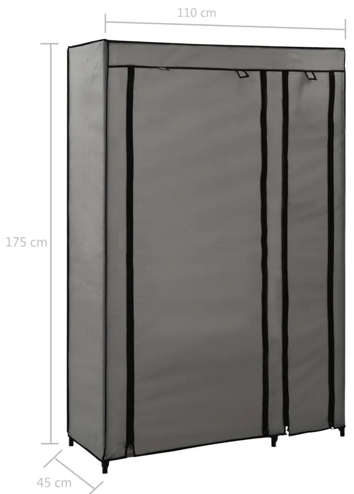 Roupeiros dobráveis 2 pcs 110x45x175 cm tecido cinzento