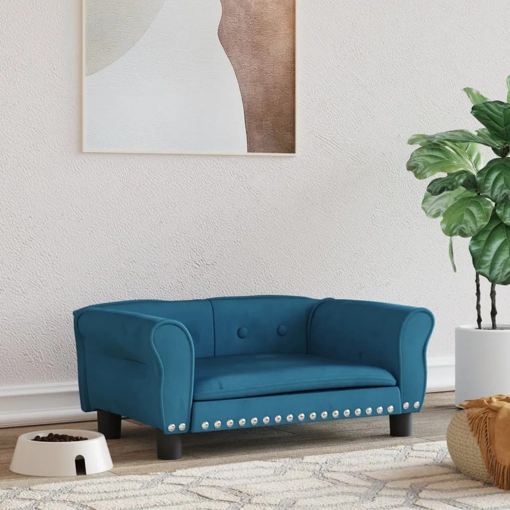 vidaXL Cama para cães 70x45x30 cm veludo azul