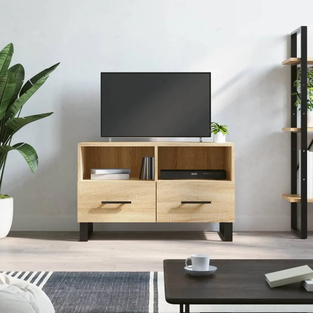 vidaXL Móvel p/ TV 80x36x50cm madeira processada carvalho sonoma