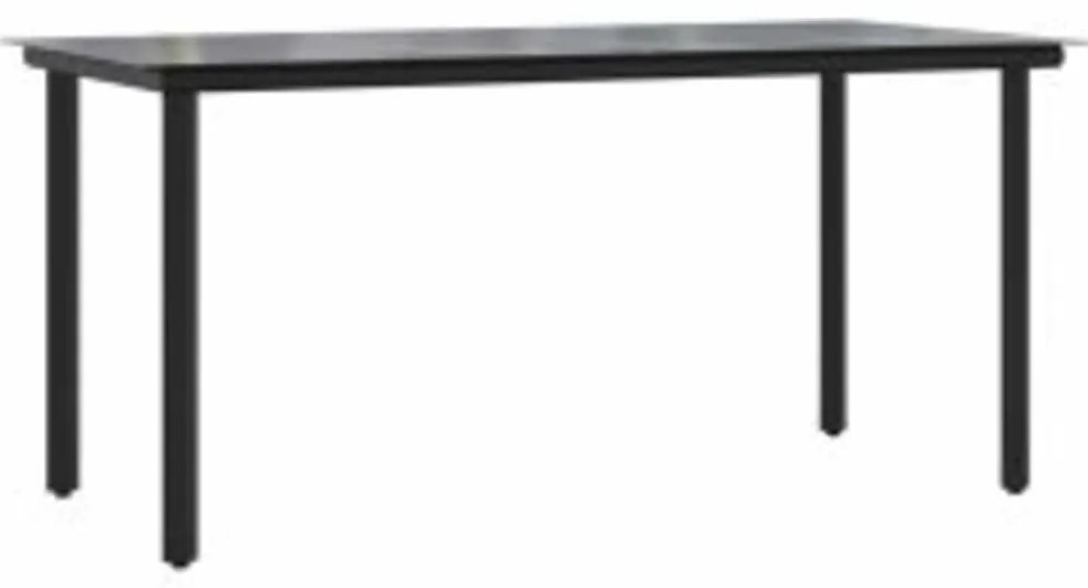 Conjunto de jantar jardim 7 peças almofadas vidro vime PE preto