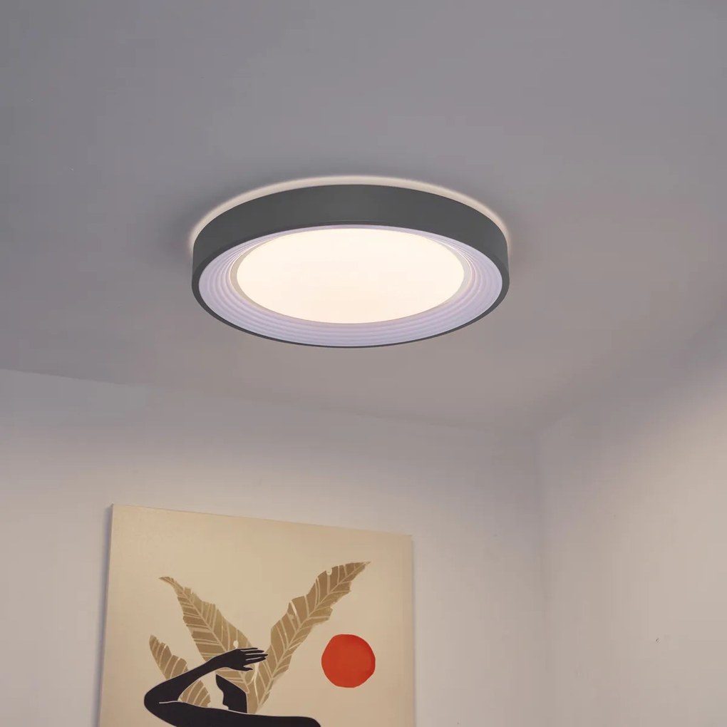 Plafon moderno cinzento com branco 48cm incl. LED regulável RGB - Kanton