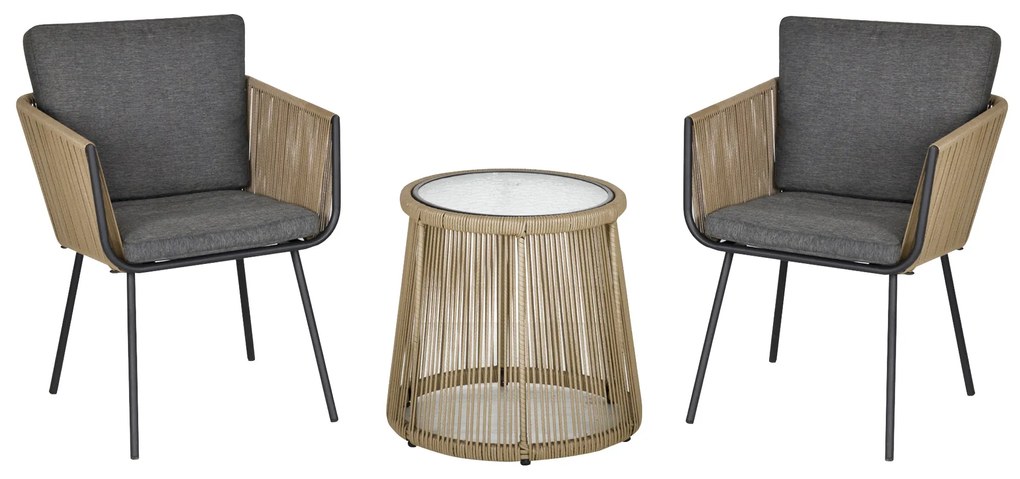 Conjunto de Móveis de Vime Conjunto de Móveis para Jardim 3 Peças Mesa