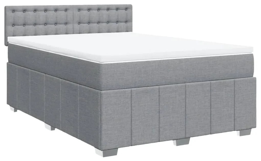 Cama com molas/colchão 140x190 cm tecido cinzento-claro