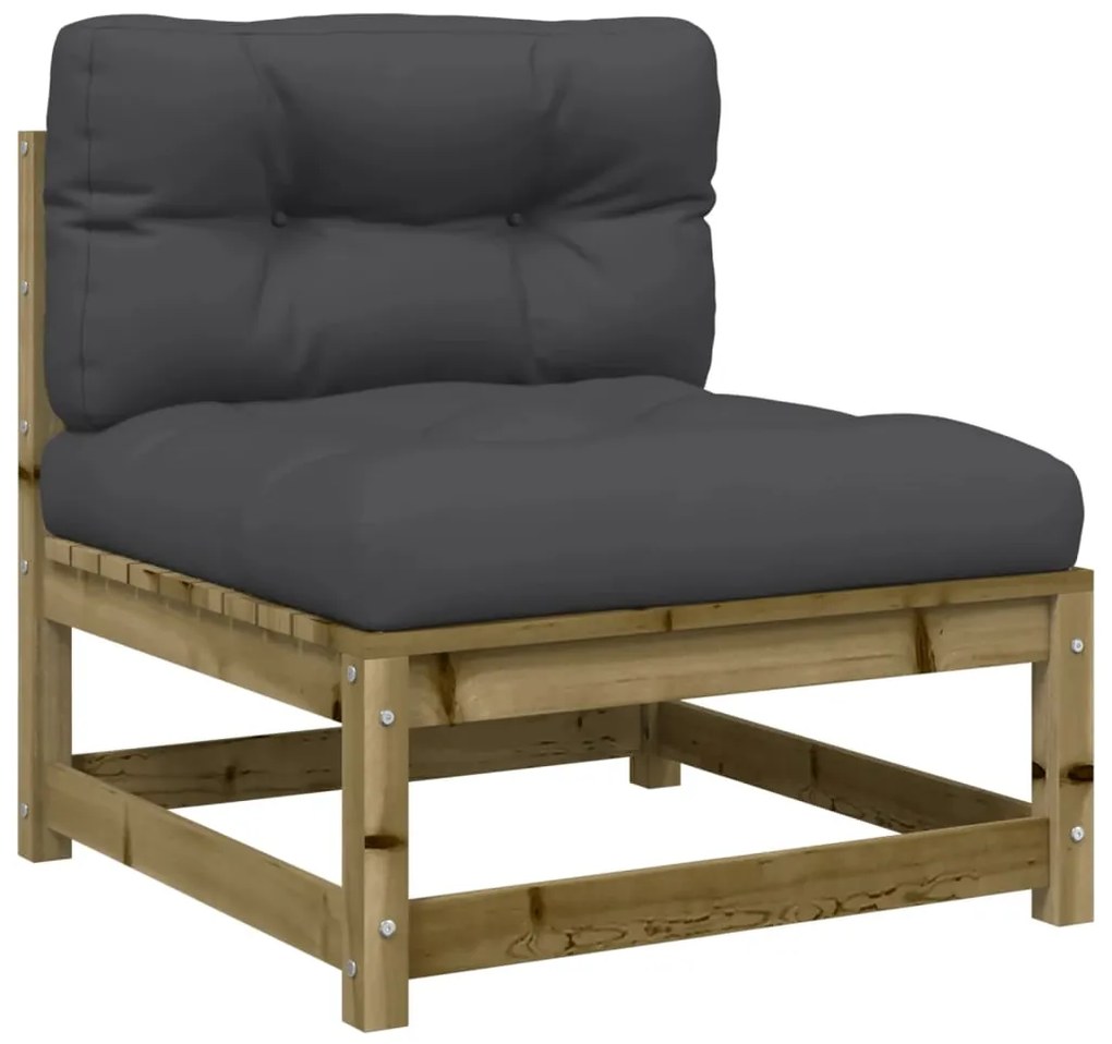 4 pcs conjunto sofás p/ jardim com almofadões pinho impregnado