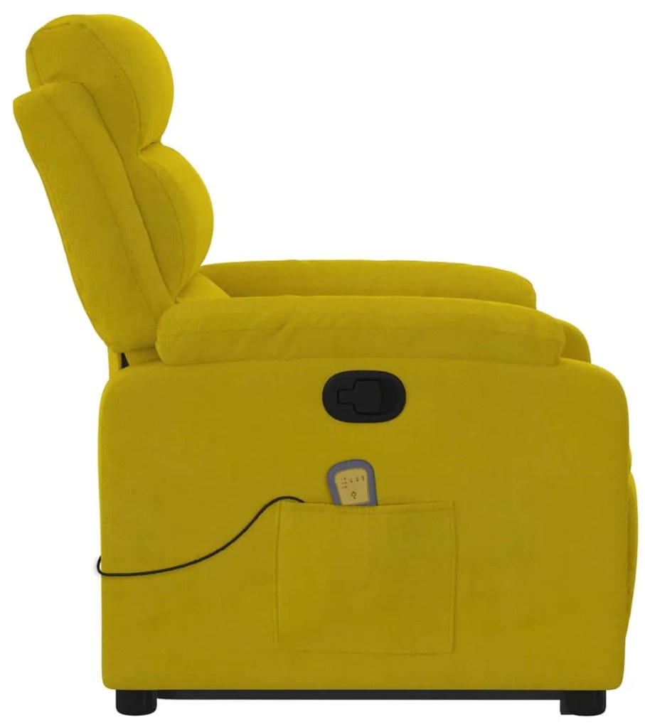 Poltrona elevatória de massagens veludo amarelo