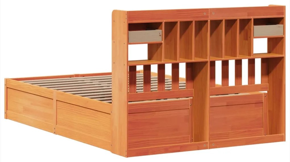 Cama sem colchão 160x200 cm madeira pinho maciço castanho-mel