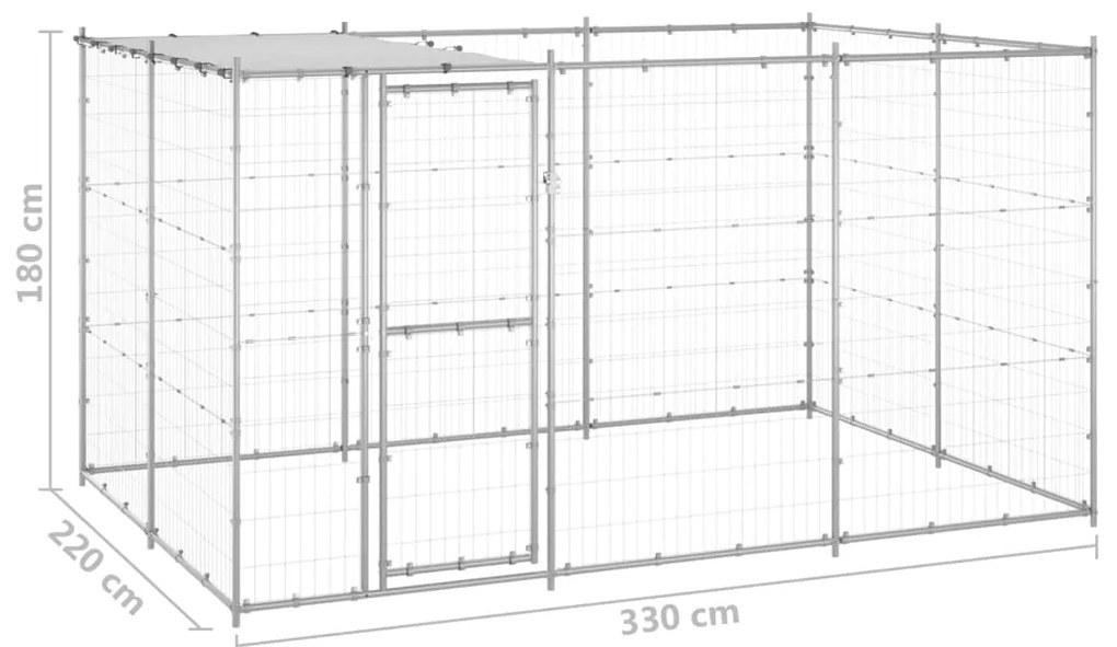 Canil de exterior com telhado 7,26 m² aço galvanizado