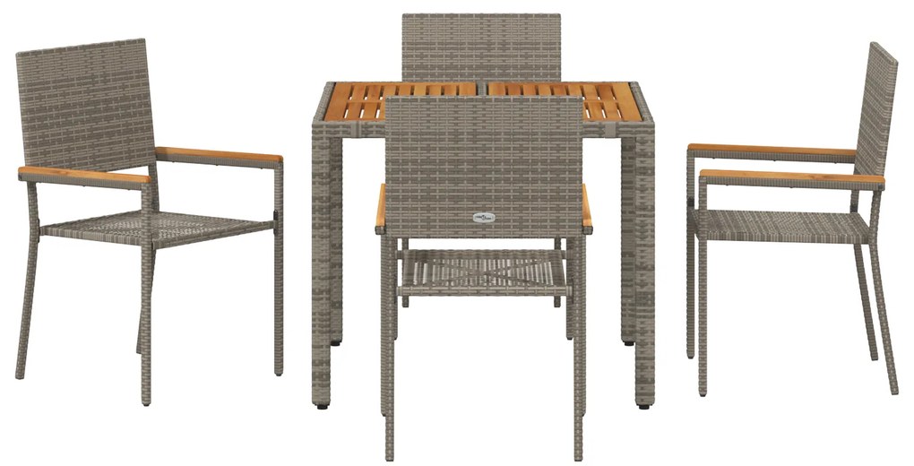 Conjunto de Jantar para Jardim vidaXL de 5 Peças Cinza Rattan Poliéste