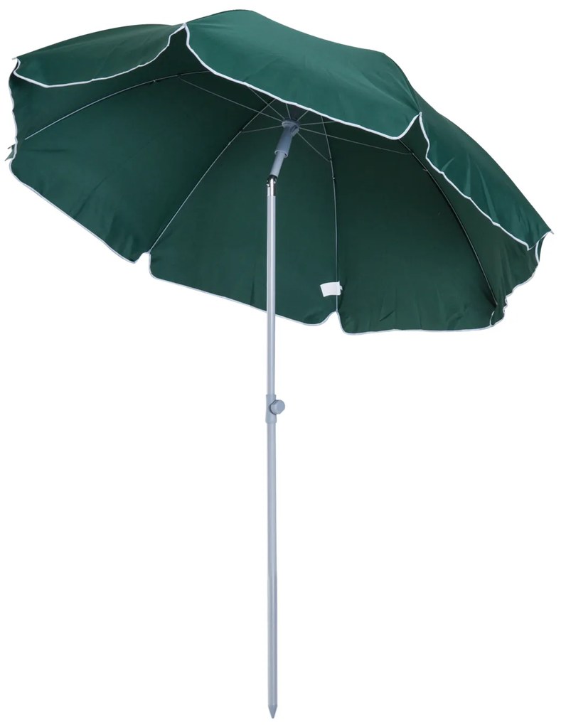 Outsunny Guarda-sol Praia Ø200 cm Diâmetro Telhado Inclinado Poste Removível Pico Inferior Resistente Vento Verde | Aosom Portugal