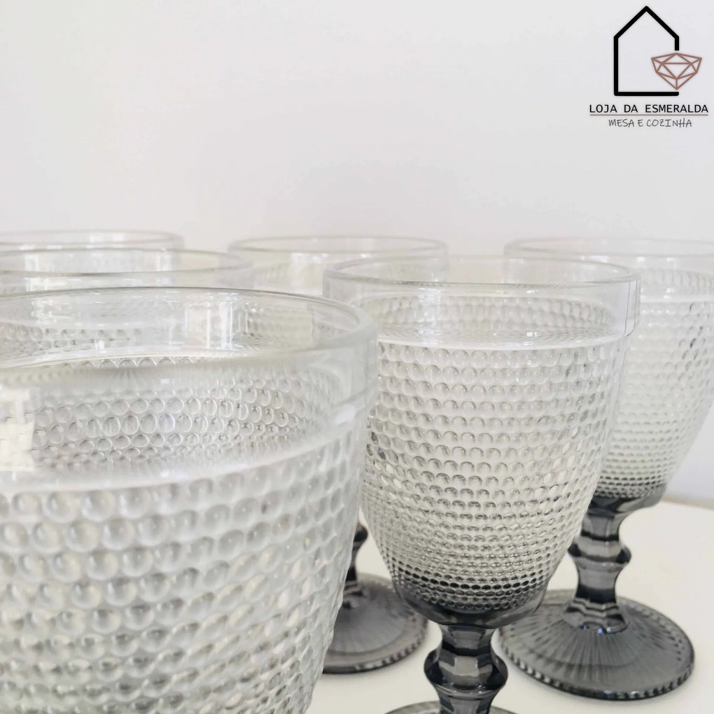Conjunto 6 copos de Vinho | 2 Cores | Cinza