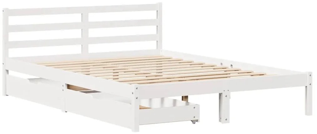Cama sem colchão 160x200 cm madeira de pinho maciça branco