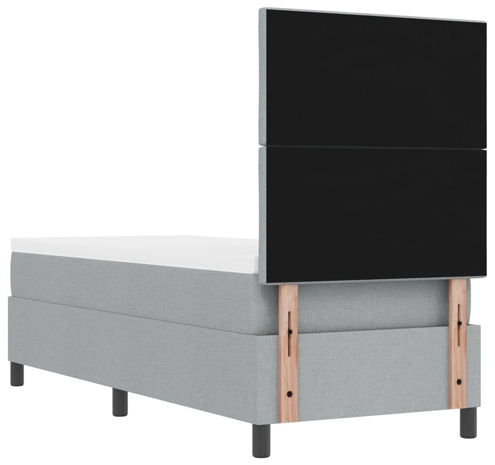 Cama Box Spring com Colchão Cinza Claro 80x200 cm Tecido