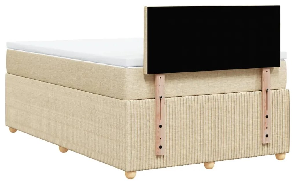 Cama boxspring com colchão 120x190 cm tecido cor creme