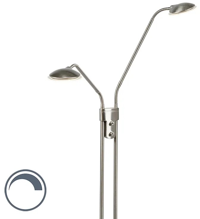 Candeeiro de Pé Moderno de Aço com Candeeiro de Leitura Incl. LED - Eva