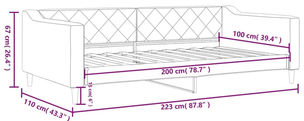 Sofá-cama 100x200 cm tecido preto