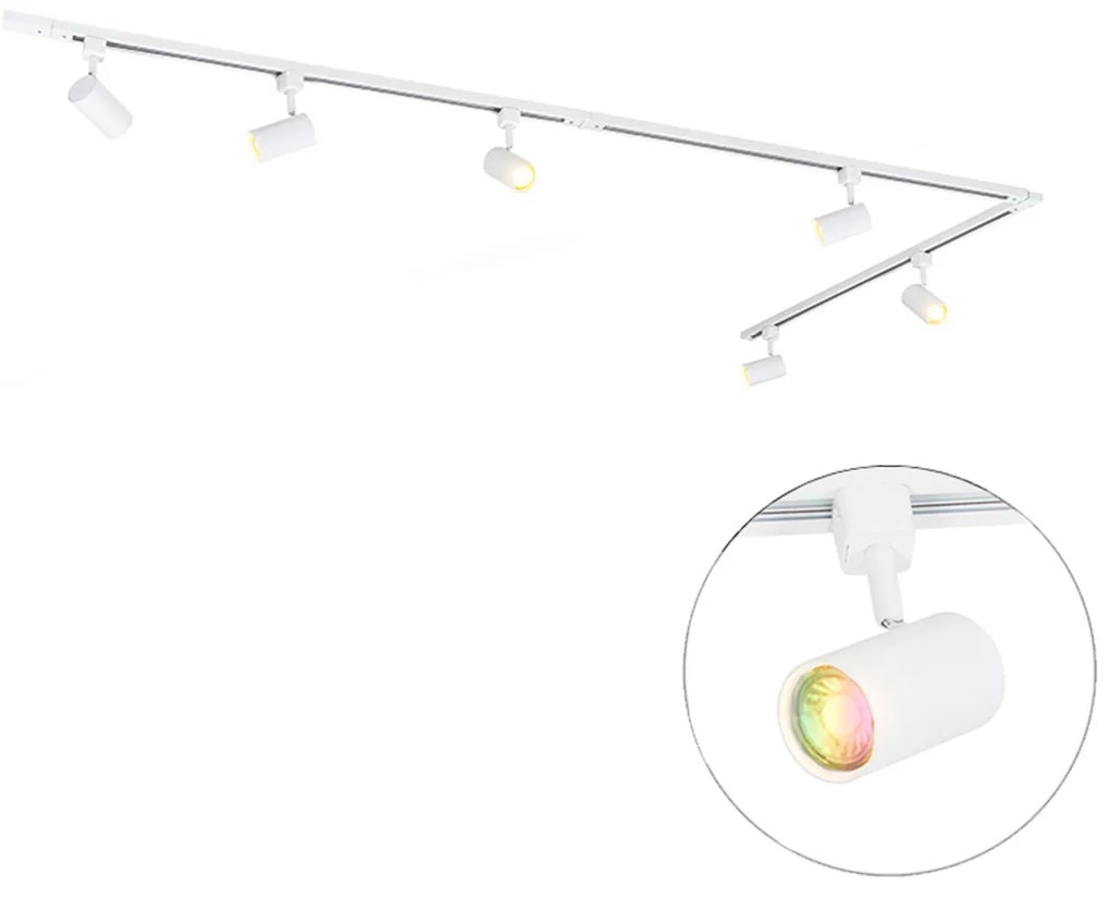 Sistema de iluminação de trilho inteligente com 6 focos brancos monofásicos 300cm - Iconic Jeana