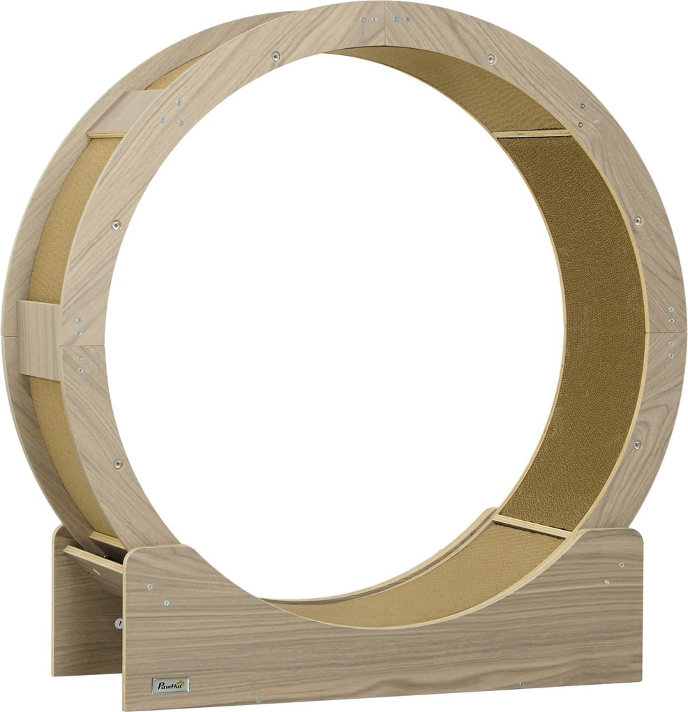 PawHut Roda de Exercício para Gatos com Travão e Tapete de Arranhar Removível 91x33,5x94 cm Castanho | Aosom Portugal