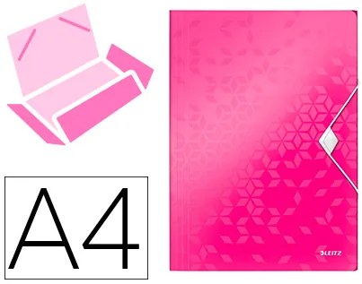 Pasta Leitz Wow com Elásticos Abas Polipropileno Din A4 Fucsia