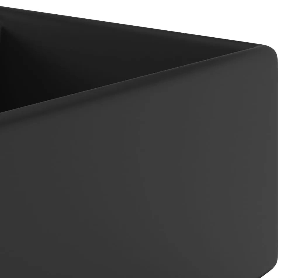 Lavatório luxuoso quadrado 41x41 cm cerâmica preto mate