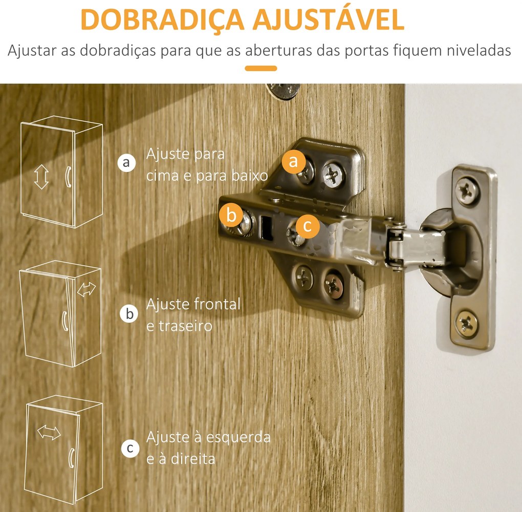 HOMCOM Aparador de Cozinha Moderno com 4 Compartimentos e Prateleiras Ajustáveis Móvel Auxiliar de Armazenamento para Sala de Jantar Sala de Estar 100x41,5x107cm Branco e Carvalho