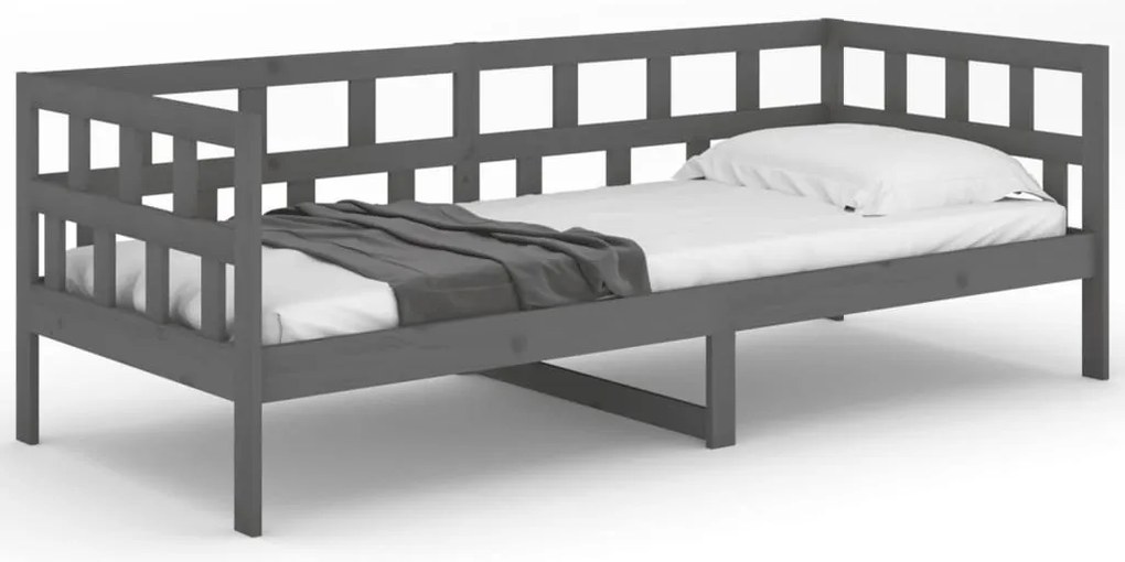 Sofá-cama 80x200 cm madeira de pinho maciça cinzento