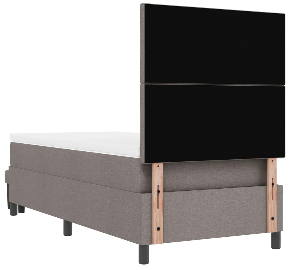 Cama Box Spring com Colchão & Banco Taupe 100x200 cm Tecido