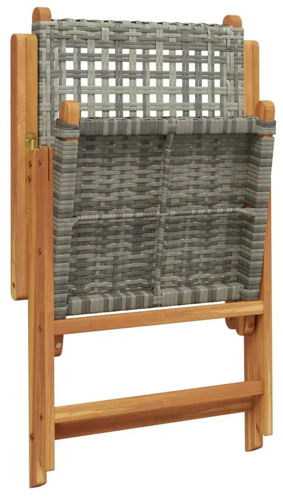 7pcs conjunto de jantar p/ jardim vime PE/ madeira maciça cinza