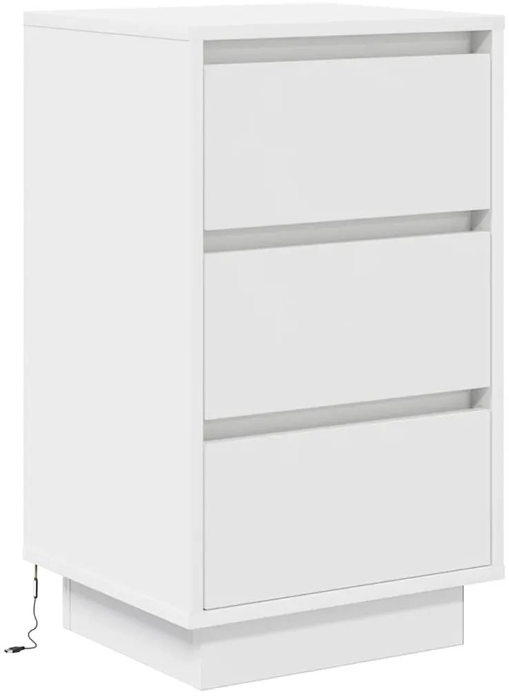 Mesa de cabeceira com luzes LED 38x34x65 cm branco