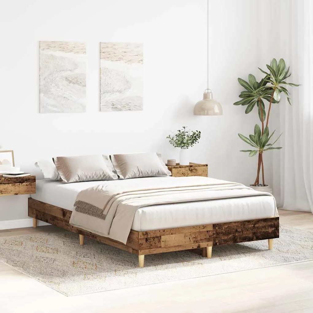 Estrutura de cama sem colchão 135x190 cm madeira velha