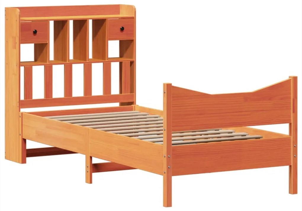 Cama sem colchão 75x190 cm madeira de pinho maciça castanho-mel