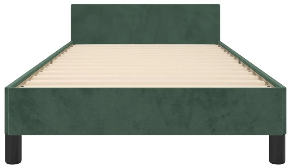 Estrutura de cama sem colchão 90x200 cm veludo verde-escuro