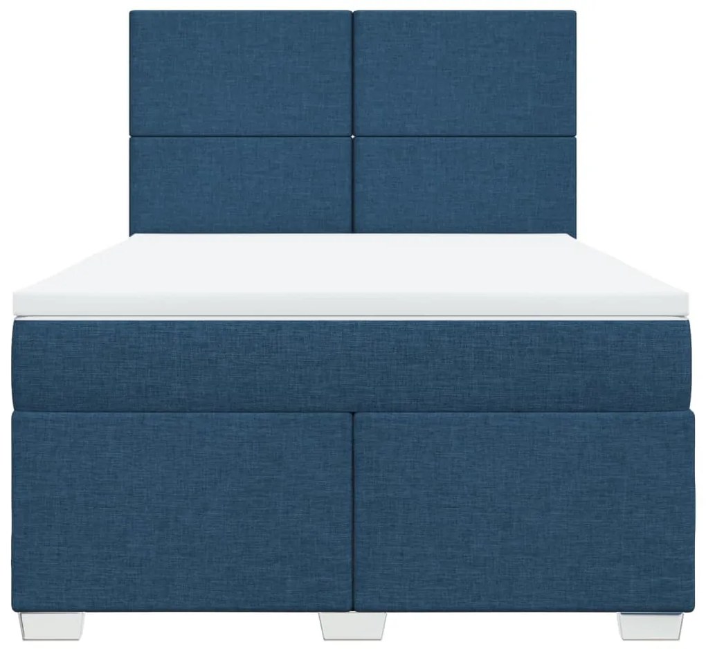 Cama com molas/colchão 160x200 cm tecido azul