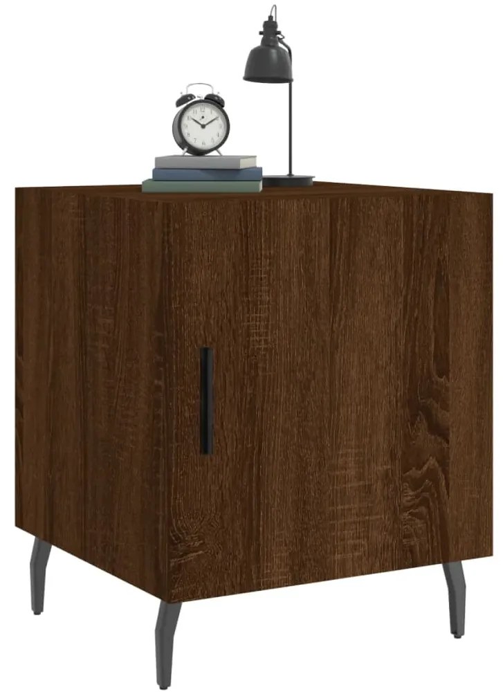 Mesa cabeceira 2pcs 40x40x50cm deriv. madeira carvalho castanho
