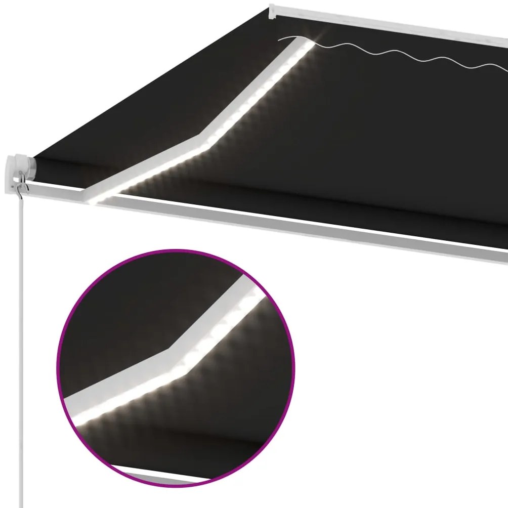 Toldo retrátil manual com LED 500x350 cm antracite