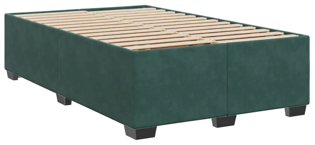 Cama boxspring com colchão 120x190 cm veludo verde-escuro