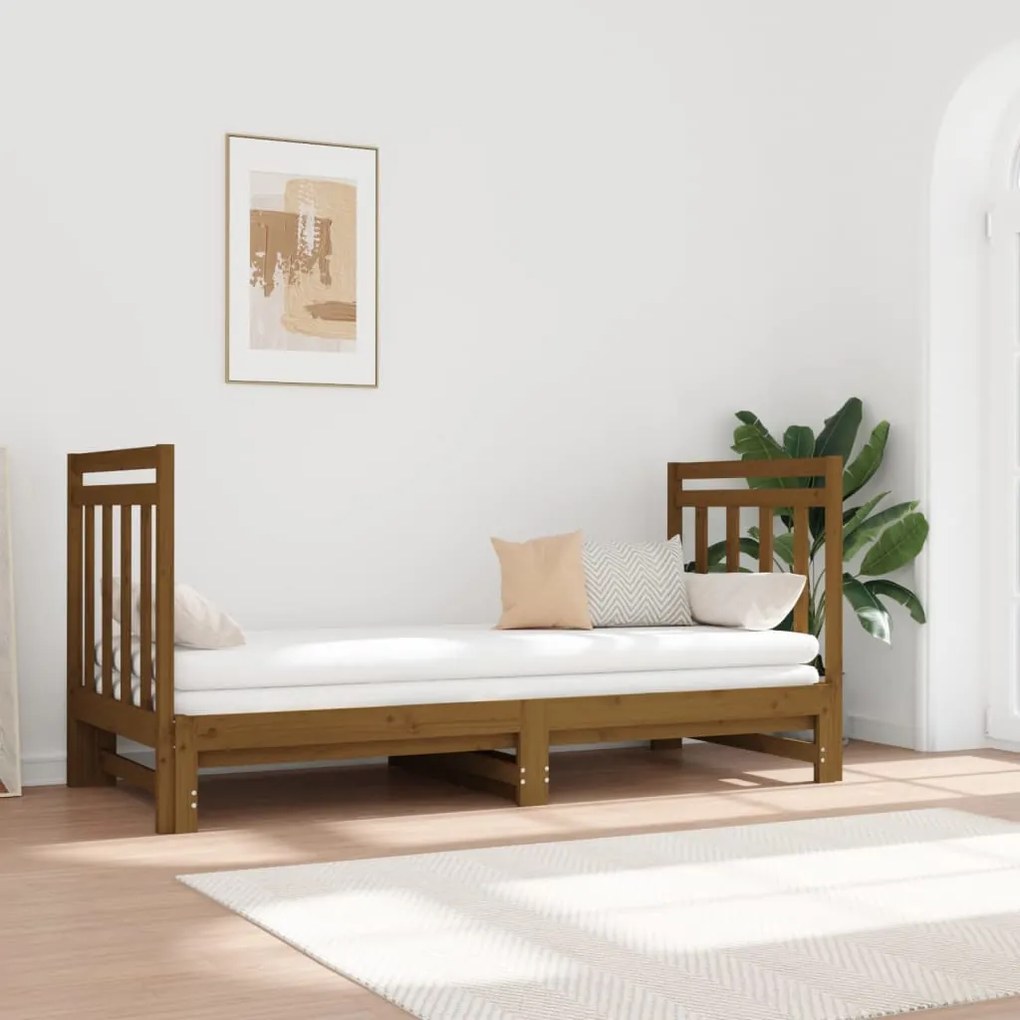 3124775 vidaXL Estrutura sofá-cama de puxar 2x(90x190)cm pinho maciço castanho