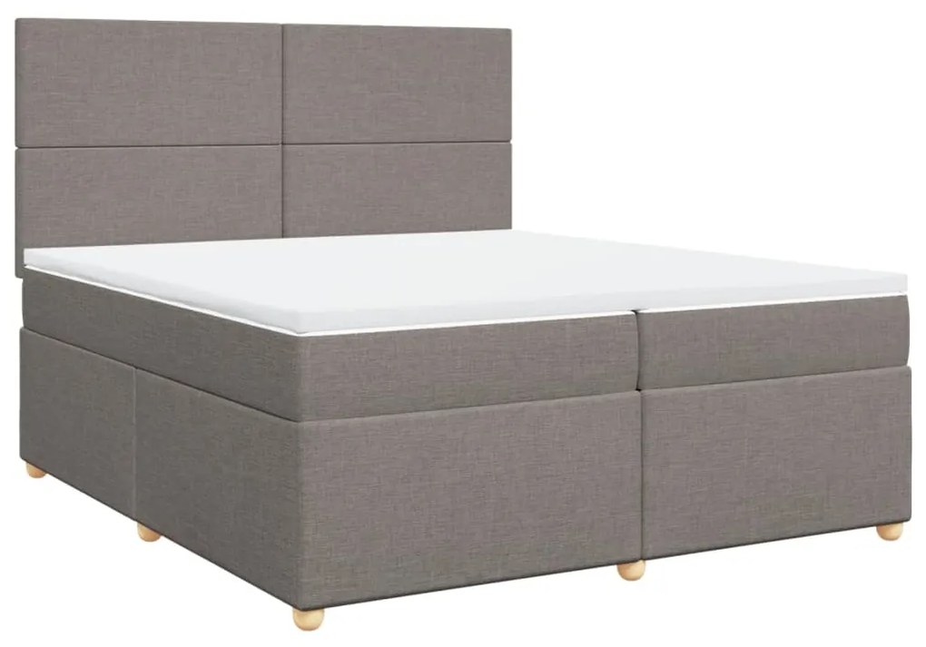 Cama com molas/colchão 200x200 cm tecido castanho-acinzentado