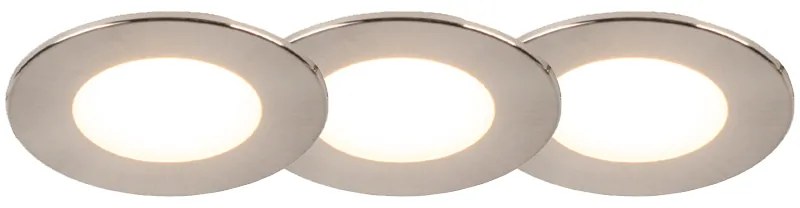 Conjunto de 3 focos embutidos redondos em aço incl. LED IP65 - Simply