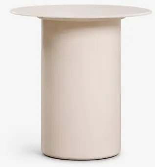 Mesa Auxiliar Redonda Ø50 Cm Em Vidro Temperado E Mdf Asgri Tapioca Bege - Sklum