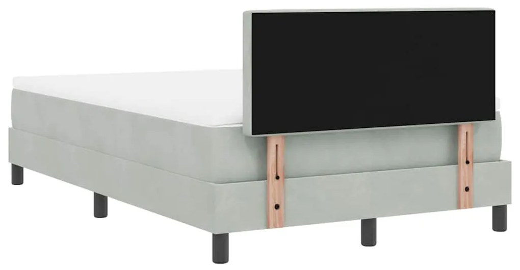 Cama Box com Colchão vidaXL Cinza Claro Pequeno Duplo Veludo