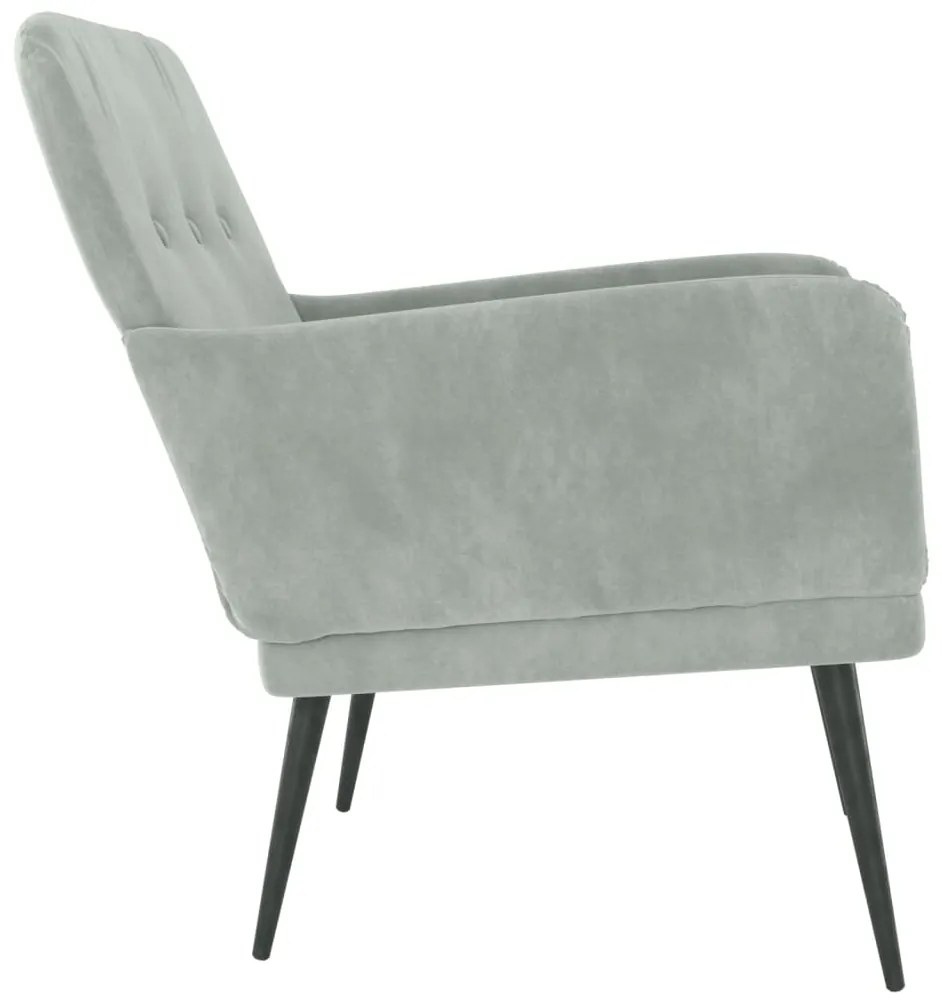 Cadeira c/ apoio de braços 62x79x79 veludo cinzento-claro